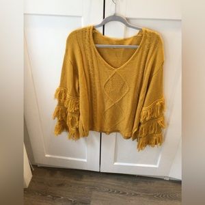 Yellow fringe sweater